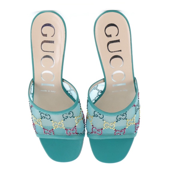 Authentic Gucci crystal GG embellished Mesh Heels - Picture 4 of 11